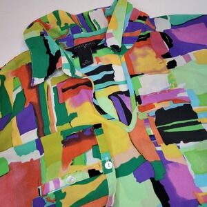 Investments Woman 2X Abstract Print Long Sleeve Top Art To Wear